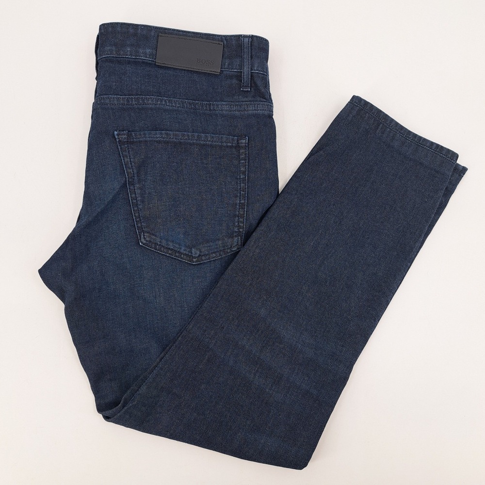 Hugo Boss Candiani Jeans Mens 35x28 Italian Stretch Dark Wash Slim Straight